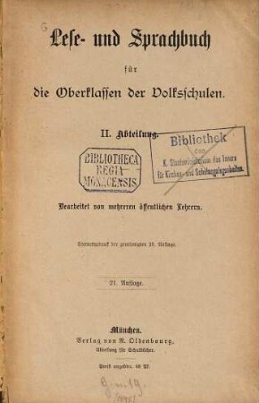 Lese- und Sprachbuch für die Oberklassen der Volksschulen : Bearb. von mehreren öffentlichen Lehrern, 2