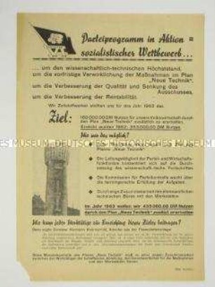 Propagandaflugblatt der SED zum sozialistischen Wettbewerb