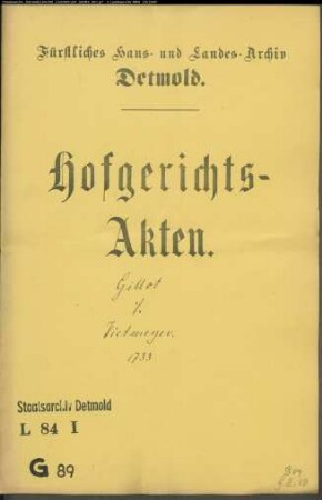 Gillot, Advokat gegen Vietmeyer zu Heidenoldendorf - Schuldforderung