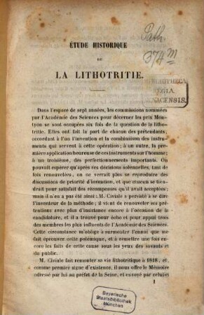 Étude historique de la lithotritie