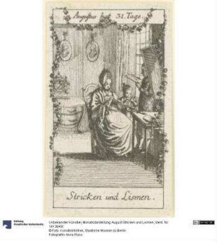 Monatsdarstellung: August Stricken und Lismen