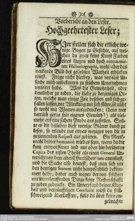 Vorbericht an den Leser