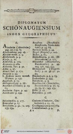Diplomatum Schönaugiensium Index geographicus