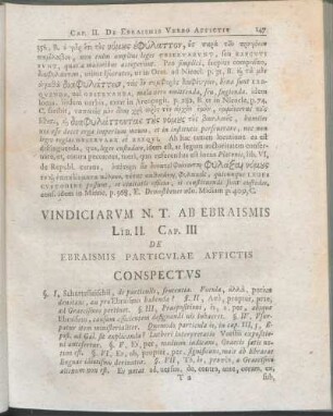 Cap. III De Ebraismis Particvlae Affictis Conspectvs