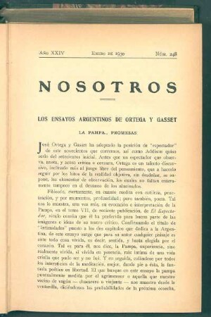 Los ensayos argentinos de Ortega y Gasset