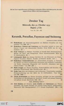 Keramik, Porzellan, Fayencen und Steinzeug (Nr. 244-308)