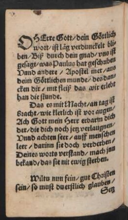 O HErre Gott/ dein Göttlich || wort/ ist lag verdunckelt bli=||ben/