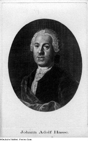 Johann Adolf Hasse. Kupferstich (Ausschnitt Medaillon) von L. Zucchi nach Pietro Rotari als Vorlage für den Lichtdruck