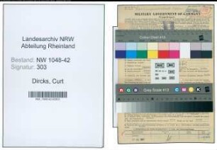 Entnazifizierung Curt Dircks , geb. 08.08.1886 (Direktor)