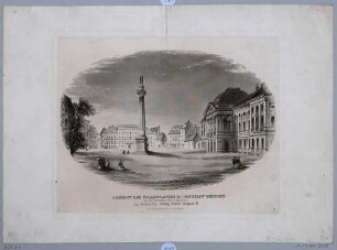 Dresden, der Palaisplatz mit dem Japanischen Palais nach Osten mit der (geplanten?) Votivsäule für den 1854 verstorbenen König Friedrich August II.