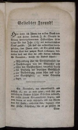 Geliebter Freund!