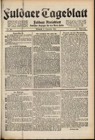 Ausgabe vom Mittwoch, den 07. Dezember 1921.