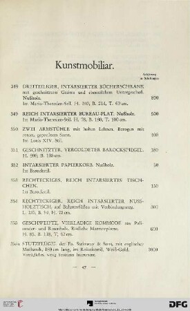 Kunstmobiliar (Nr. 348-542)