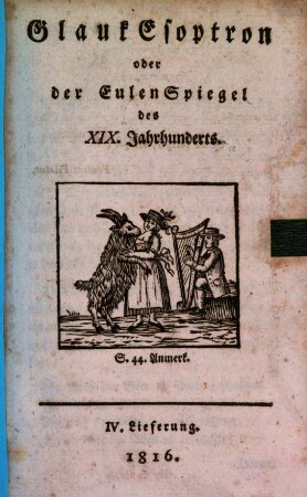 Glaukesoptron oder der Eulenspiegel des XIX. Jahrhunderts, 4. 1816