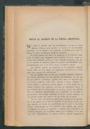 Notas al margen de la poesía argentina