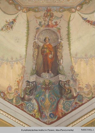 Freskendekoration mit Allegorien der vier Erdteile, Grotesken und Ornamente sowie der Ceres