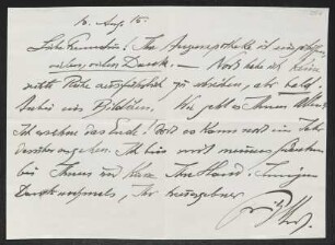 Brief von Fritz von Unruh an Margarete Hauptmann