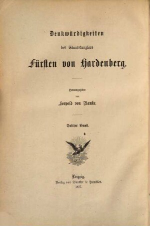 Denkwürdigkeiten des Staatskanzlers Fürsten von Hardenberg, 3. Eigenhändige Memoiren des Staatskanzlers Fürsten von Hardenberg : zweiter Band