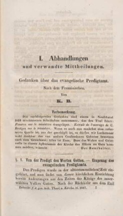 1-60 Gedanken über das evangelische Predigtamt