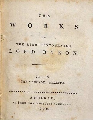 The works of the right honourable Lord Byron, 9. The Vampyre