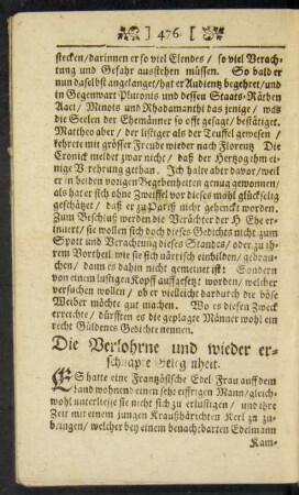 Die Verlohrne und wieder erschnapte Gelegenheit.