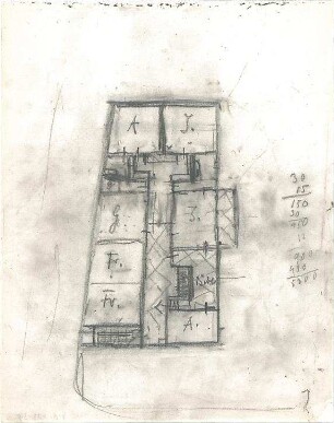 Hildebrand, Adolf von; München, Perfallstr.; Haus Hildebrand - frühes Projekt (Grundriss)