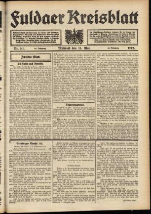 Zweite Ausgabe vom Mittwoch, den 15. Mai 1912.