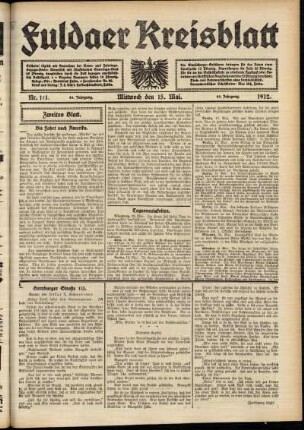 Zweite Ausgabe vom Mittwoch, den 15. Mai 1912.