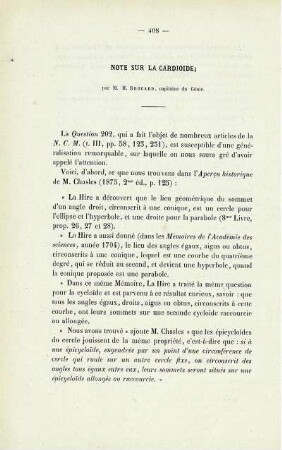 Note sur la cardioide.