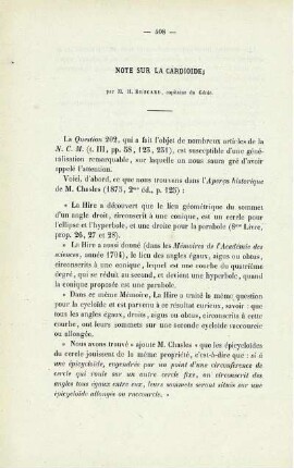 Note sur la cardioide.