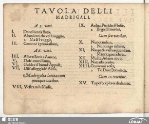 Tavoli delli Madrigali