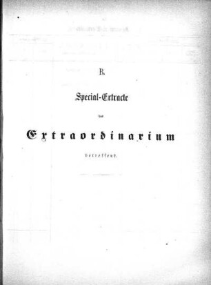 Special-Extracte das Extraordinarium betreffend