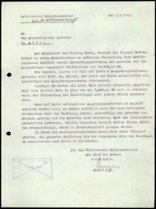Anlage I. Befehlshaber Südgriechenland an DAI Athen