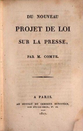 Du nouveau projet de loi sur la presse