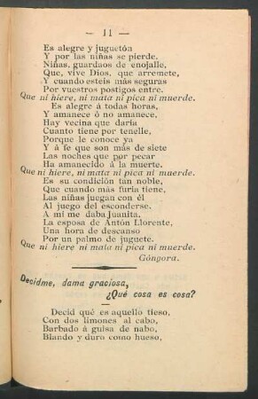 Decidme, dama graciosa, ¿Qué cosa es cosa?