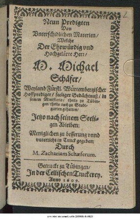 Neun Predigten Von Unterschidlichen Materien