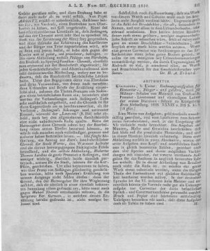Grabowski, H. v.: Rechnungsaufgaben für Elementar-, Bürger- und gelehrte, auch für Militair-Schulen. Abt. 1. Königsberg: Unzer 1828