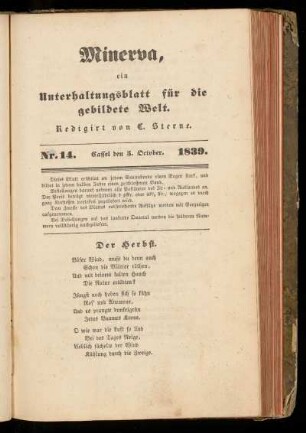Minerva, Nr. 14, 5. October 1839