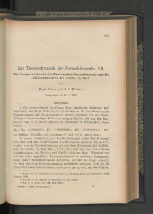 Zur Thermodynamik der Normalelemente. VII.