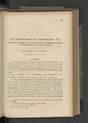 Zur Thermodynamik der Normalelemente. VII.
