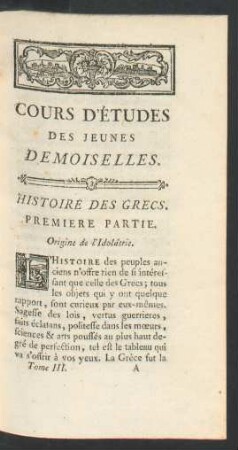 Histoire des Grecs. Première partie.