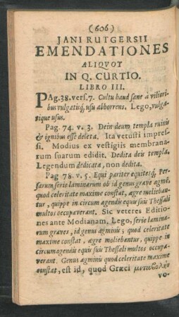Jani Rutgersii Emendastiones Aliquot In Q. Curtio.