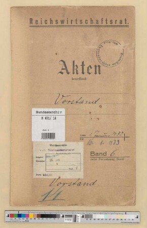 Vorstand.- Sitzungsprotokolle, Mitgliederlisten, Tätigkeitsberichte: Bd. 6