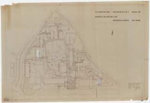 Technische Universität Berlin Architekturgebäude, Außenanlagen: Grünflächenplan mit Plattenverlegung 1:500 gesamtes Nordgelände