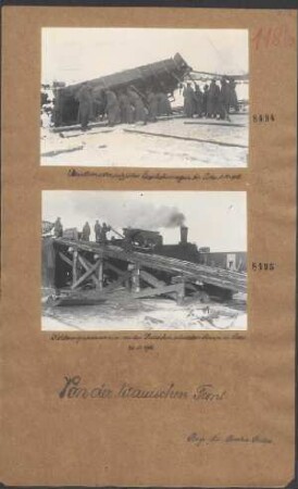 Aussetzen alter rußischer Eisenbahnwagen bei Lida