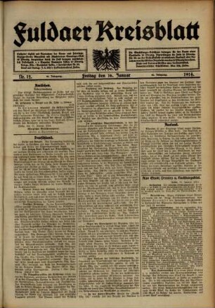 Ausgabe vom Freitag, den 16. Januar 1914.