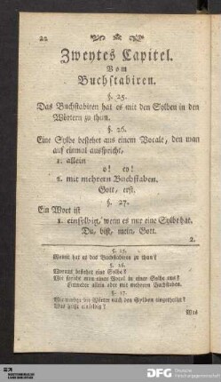 Zweytes Capitel. Vom Buchstabiren.