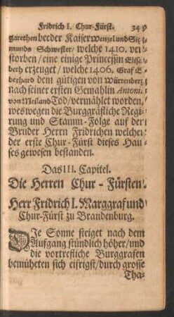 Das III. Capitel. Die Herren Chur-Fürsten.