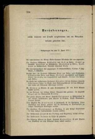 Veränderungen, welche während des Drucks vorgekommen und der Redaction bekannt geworden sind