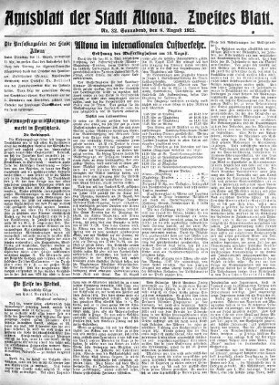 Nummer 32. Zweites Blatt. : Sonnabend, den 8. August 1925
